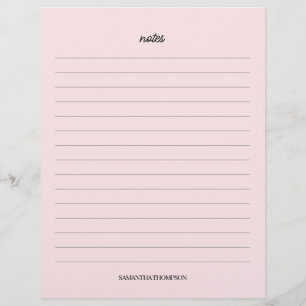 Pink Personalized Name Notes Paper Sheets