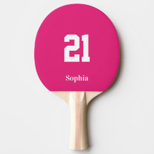 Pink Personalized Name Number Ping Pong Paddle
