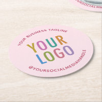 Pink Personalized Paper Coasters Custom Logo Bulk