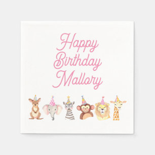 Pink Personalized Party Animal Birthday Napkins