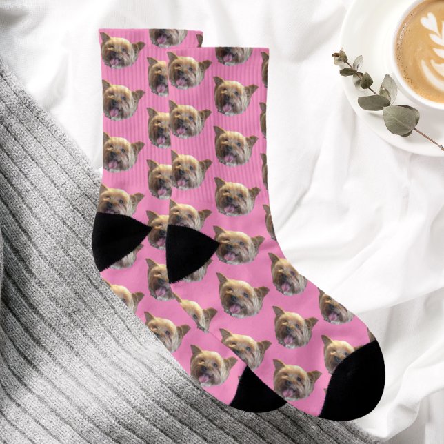 Pink Personalized Pet Photo Keepsake Memory Socks (Creator Uploaded)