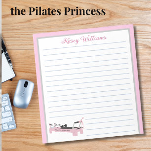 Pink Personalized Pilates Princess Name Lined Notepad