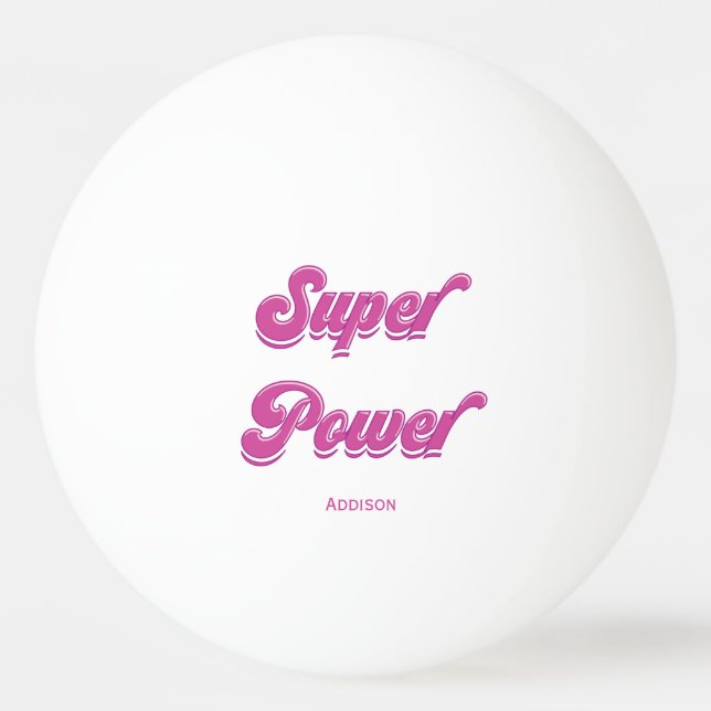 Pink Personalized Ping Pong Balls Super Power (Front)