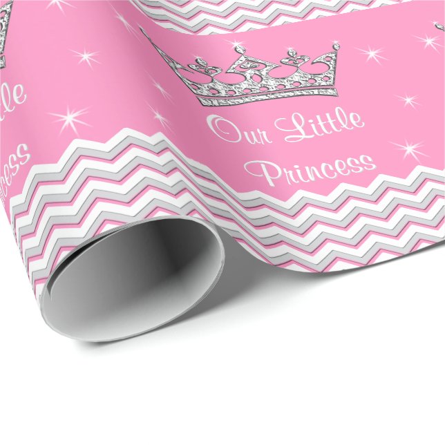 Pink Personalized Princess Gift Wrapping Paper (Roll Corner)