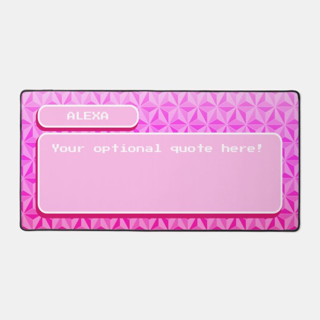 Pink Personalized Retro Gaming Pixel Art Desk Mat (Front)