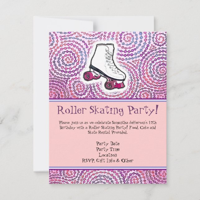 Pink Personalized Roller Skating Party Invitation (Front)