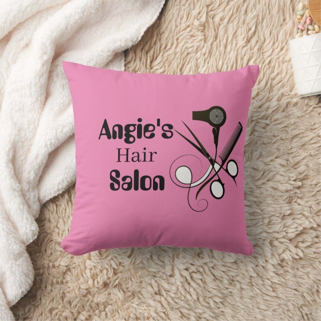 Pink Personalized Salonist Throw Pillow (Blanket)