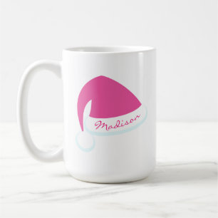 Pink Personalized Santa Hat Holiday Mug