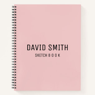 Pink Personalized Sketchbook Name  Notebook