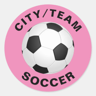 Pink Personalized Soccer Classic Round Sticker