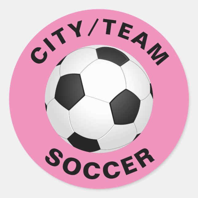 Pink Personalized Soccer Classic Round Sticker (Front)