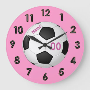 Pink Personalized Soccer Clocks with NAME & NUMBER