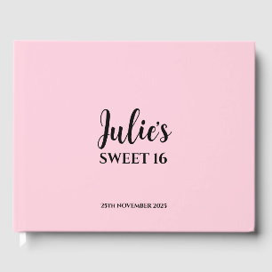 Pink Personalized Sweet 16 Guest Book