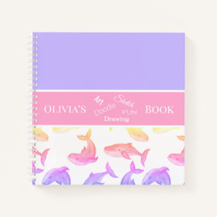 Pink Personalized Whales Notebook