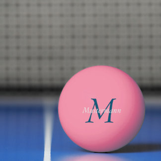 Pink personalized with monogram ping pong ball