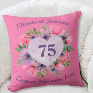 Pink Personnalisé 75e anniversaire Coussin pour fe