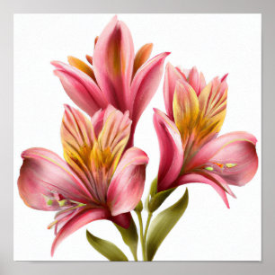 Pink Peruvien Lilies Flower Art Imprimer Poster
