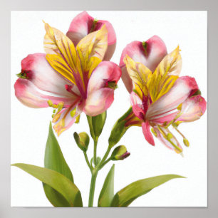 Pink Peruvien Lilies Flower Art Imprimer Poster
