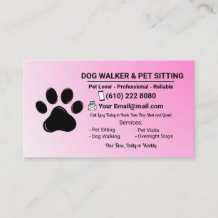 Pink Pet Sitter Dog Walker Business Card