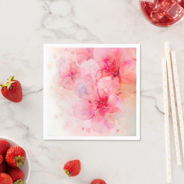 Pink Petal Elegance Watercolor Napkin (Insitu)