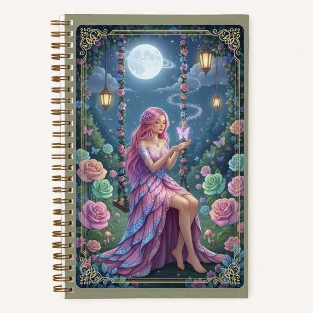 Pink Petal Gown & Glowing Butterfly Fairy Journal (Front)