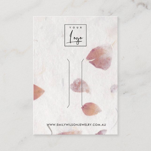 PINK PETAL HANDMADE PAPER  HAIR CLIP DISPLAY CARD (Front)