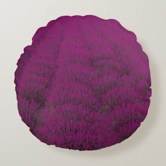 Pink petaled flower field round pillow (Front)