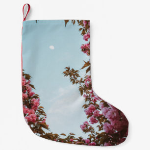 Pink petaled flowers small christmas stocking