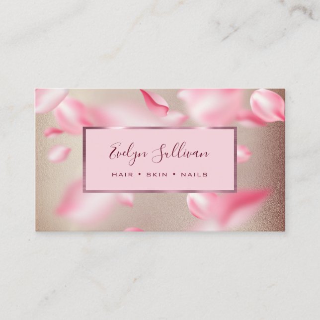 Pink Petals Faux Foil business card (Front)