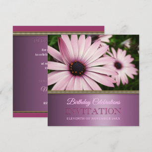 Pink Petals Flower Birthday Party Invitation