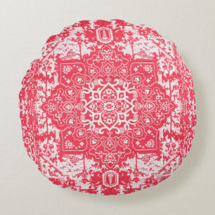 Pink Petals on Kilim Dreams Round Pillow