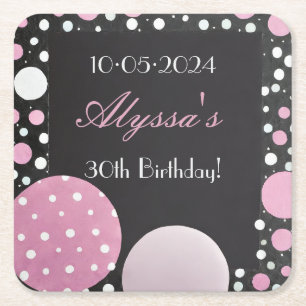 Pink Petals Square Paper Coaster