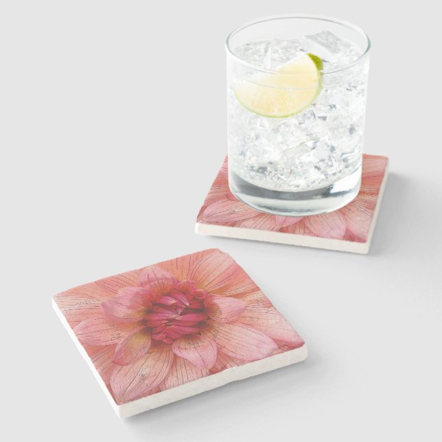 pink petals stone coaster (Side)