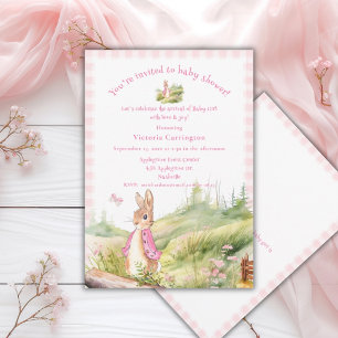 Pink Peter Rabbit Baby Girl Baby Shower Invitation