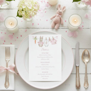 Pink Peter the Rabbit Clothesline Baby Shower  Menu