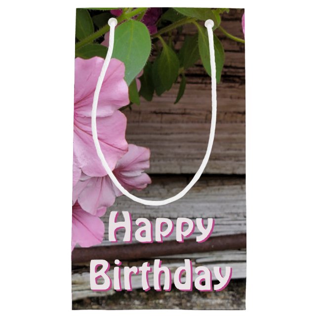 Pink Petunia Blossoms  Small Gift Bag (Front)