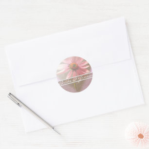 Pink Petunia On Brown Linen Stickers