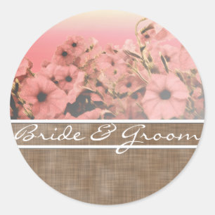 Pink Petunia On Brown Linen Stickers