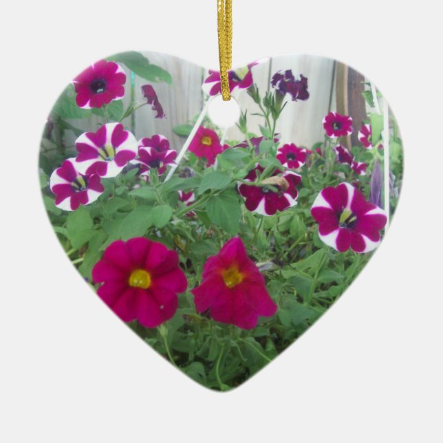 Pink Petunias Ceramic Ornament (Front)
