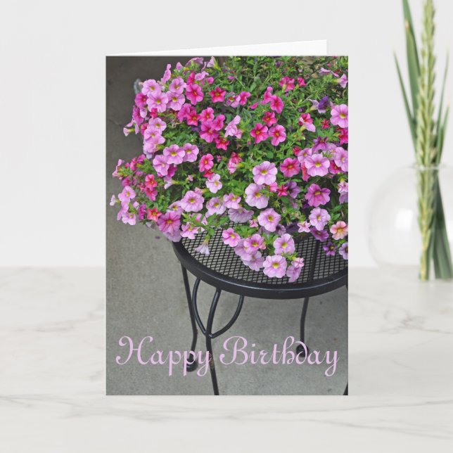 Pink petunias floral card (Front)