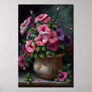Pink Petunias Flower Art Print Poster