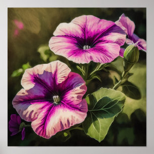Pink Petunias Flower Art Print Poster