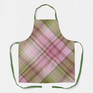 Pink Petunias Pink and Green Plaid Apron