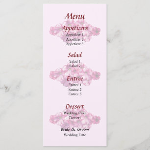 Pink Petunias Wedding Menu