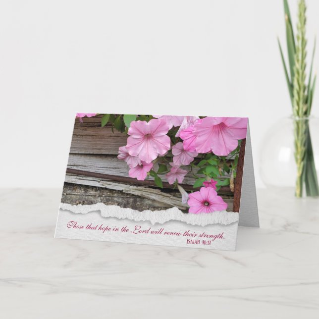 Pink Petunias with Bible Verse Card (Front)