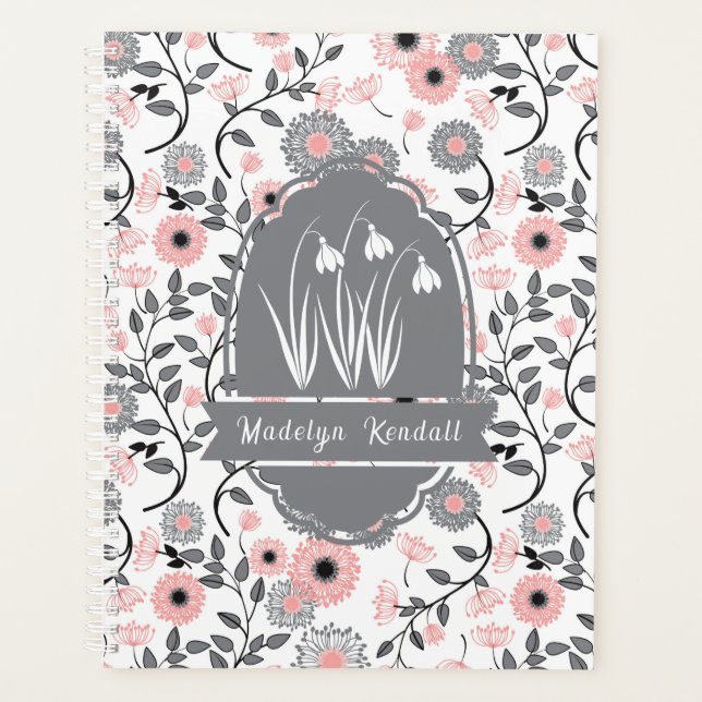 Pink & Pewter Laurentian Floral Custom Name (Devant)