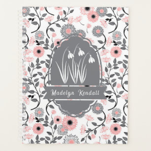 Pink & Pewter Laurentian Floral Custom Name Planner