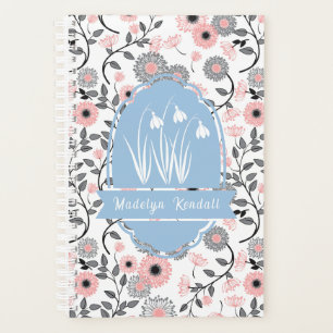 Pink & Pewter Laurentian Floral Custom Name Planner