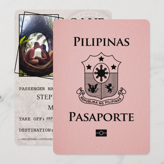 Pink Philippines Passport Save The Date (Front/Back)