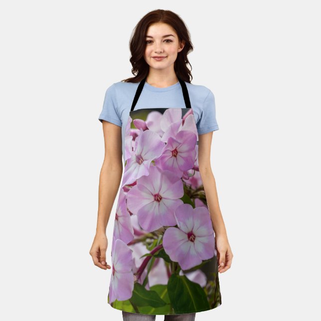 Pink Phlox, Bright Flower Apron (Worn)